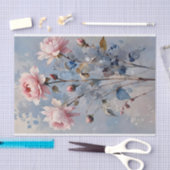 Roze en Blauwe Rozen Waterverf Decoupage Tissuepapier (Craft)