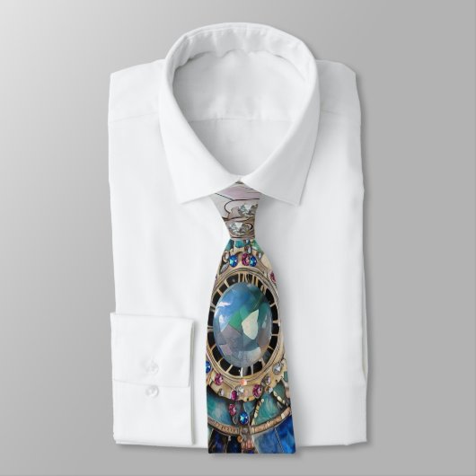 Roze en Blauwe Sapphires Diamanten Parels Mandala Stropdas (Gebonden)