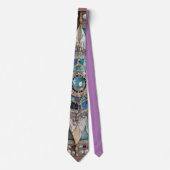 Roze en Blauwe Sapphires Diamanten Parels Mandala Stropdas (Voorkant)