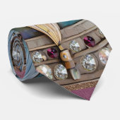 Roze en Blauwe Sapphires Diamanten Parels Mandala Stropdas (Opgerold)