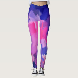 Roze en blauwe schilderplaat leggings
