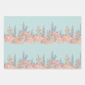 Roze en blauwe shabby chique bloemen inpakpapier vel (Voorkant 2)