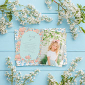 Roze en blauwe shabby chique bloemen Verjaardag Kaart