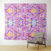 Roze en blauwe springen wandkleed (In Situ (horizontaal))