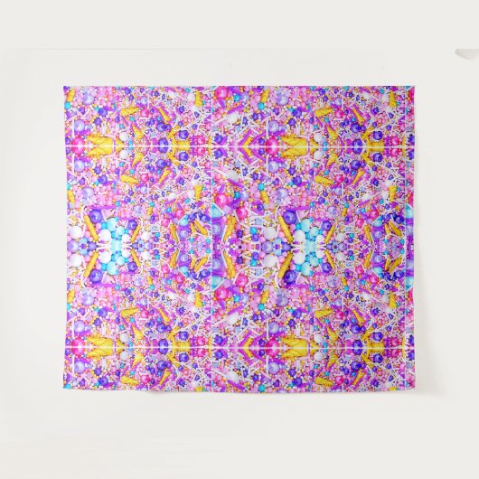 Roze en blauwe springen wandkleed (Voorkant (horizontaal))