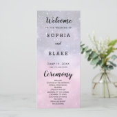 Roze en Blauwe Sterren Celestial Huwelijksprogramm (Staand voorkant)