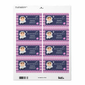 Roze en Blauwe Sterren Spacegirl Bookplate Labels (Full Sheet)