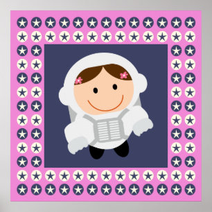 Roze en blauwe sterren Spacegirl Poster