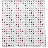 Roze en blauwe Stippen Douchegordijn (Voorkant)
