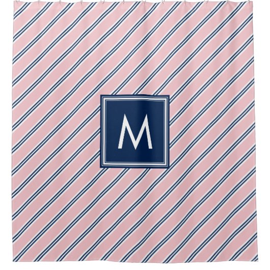 Roze en blauwe strepen douchegordijn (Voorkant)