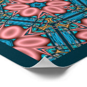 Roze en blauwe stuitbloemen poster (Hoek)