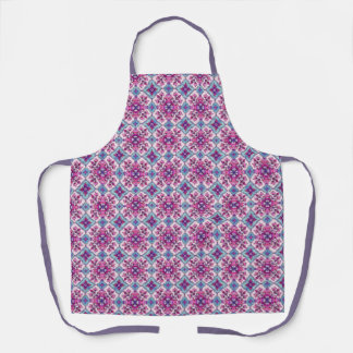 Roze en blauwe tegelontwerp schort