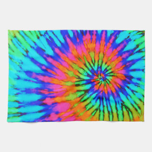 Roze en Blauwe Tie Dye Keuken Handdoek