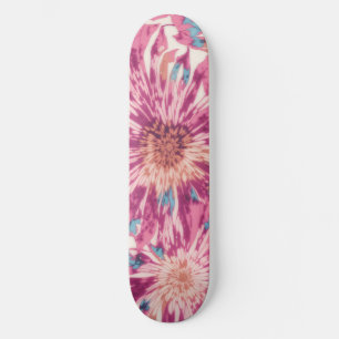 Roze en Blauwe Tie Dye Sunburst Skateboard