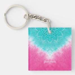 Roze en blauwe Tie kleurstof met Mandala Sway in s Sleutelhanger