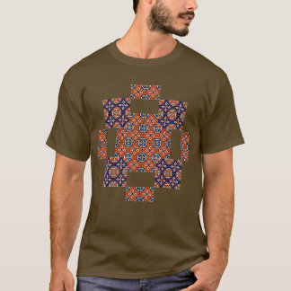 Roze en blauwe tong-talavera-mozaïek t-shirt