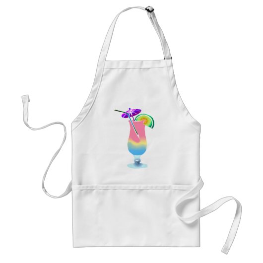 Roze en blauwe tropische Drink Standaard Schort (Voorkant)