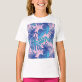 Roze en blauwe Tropische Foliage op maat T-shirt (Voorkant)