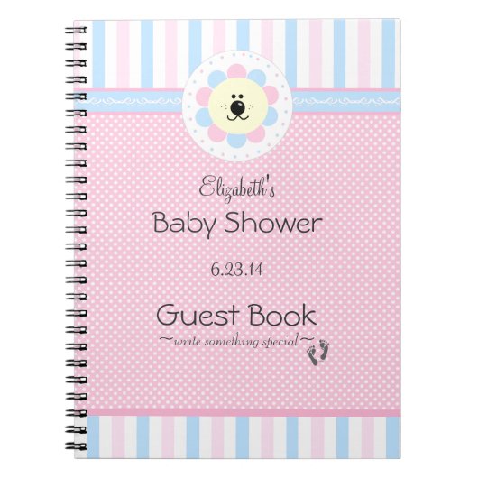 Roze en blauwe ventilator Baby shower Guest Book Notitieboek (Voorkant)