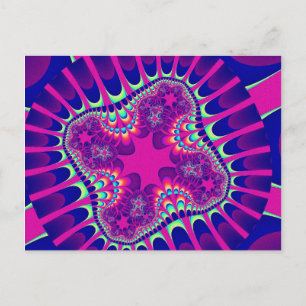 Roze en blauwe ventilator briefkaart
