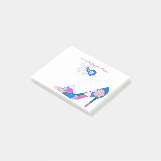 Roze en blauwe ventilatorschoen post-it® notes (Schuin)