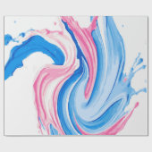 Roze en Blauwe Verfspatpatroon op Wit – Leuk Cadeaupapier (Vlak)