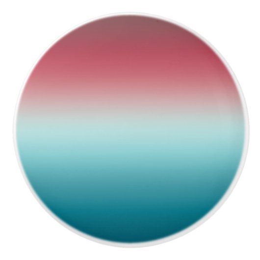 Roze en blauwe verloopdusty Roos Aqua & Blauwgroen Keramische Knop (Voorkant)