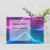 Roze en Blauwe Virtuele Gloed Verjaardagsfeestje Kaart (Staand voorkant)