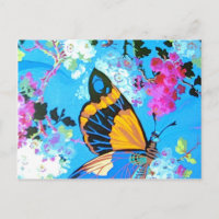 Roze en blauwe vlinder