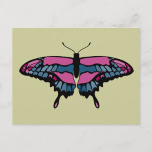 Roze en blauwe vlinder Briefkaart