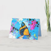 Roze en Blauwe Vlinder Kaart (Achterkant)