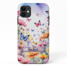 Roze en Blauwe Vlinders iPhone / iPad case