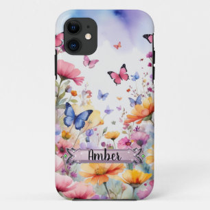 Roze en Blauwe Vlinders iPhone / iPad case