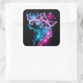 Roze en blauwe vlinders vierkante sticker (Tas)
