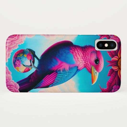 Roze en blauwe vogel Case-Mate iPhone case (Achterkant (horizontaal))