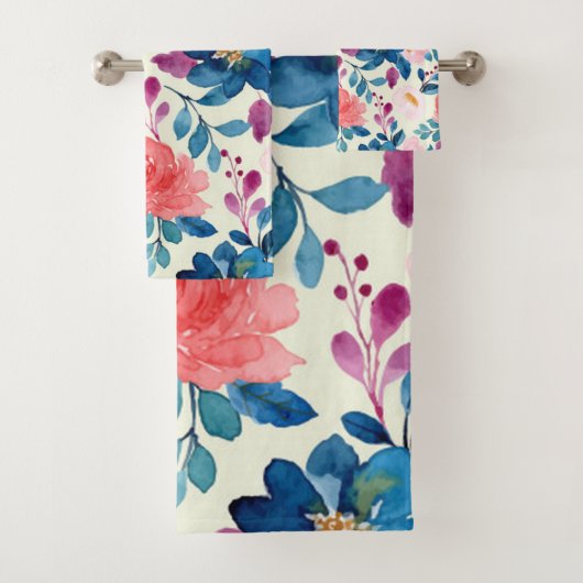 Roze en blauwe Waterverf Bad Handdoek (Insitu)