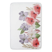  roze en blauwe Waterverf bloemen Badmat (Voorkant Verticaal)