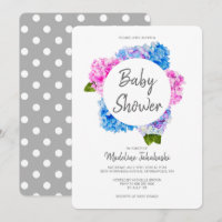Roze en Blauwe Waterverf Bloemen Krans Baby shower