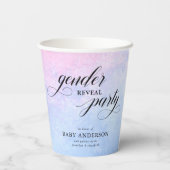 Roze en blauwe Waterverf Genderfeest Papieren Bekers (Achterkant)