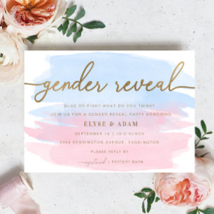 Roze en blauwe Waterverf Gold Gender onthullen Uit Kaart