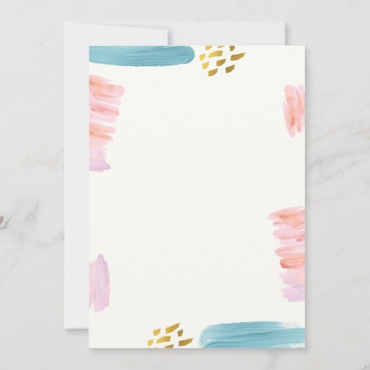 Roze en blauwe Waterverf penseel voor penseel pens Kaart (Achterkant)