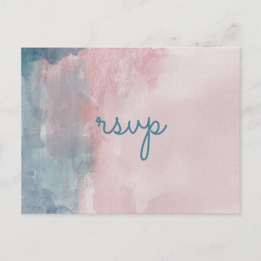 Roze en Blauwe Waterverf rsvp-briefkaart Uitnodiging Briefkaart (Voorkant)