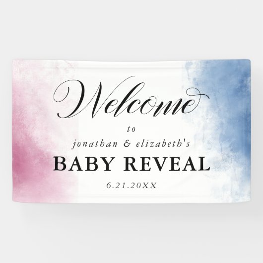 Roze en blauwe Waterverf Spandoek (Horizontaal)