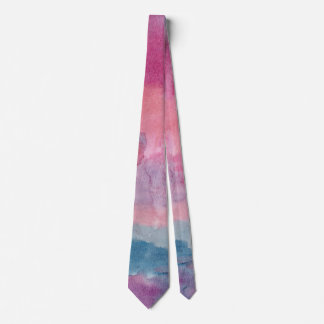 Roze en blauwe Waterverf Stropdas