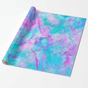 Roze en Blauwe Waterverf Wasvlekken Cadeaupapier