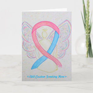 Roze en blauwe Wenskaart Ribbon Angel Kaart