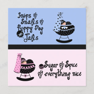 Roze en Blauwe Wieg Geslacht Reveal Feest Kaart