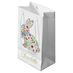 Roze en blauwe wilde bloemen Paashaas Klein Cadeauzakje