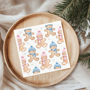 Roze en Blauwe Winter Peperkoek Geslacht Reveal Servet