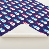 Roze en blauwe wintersneeuwpoppen sherpa deken (3/4)